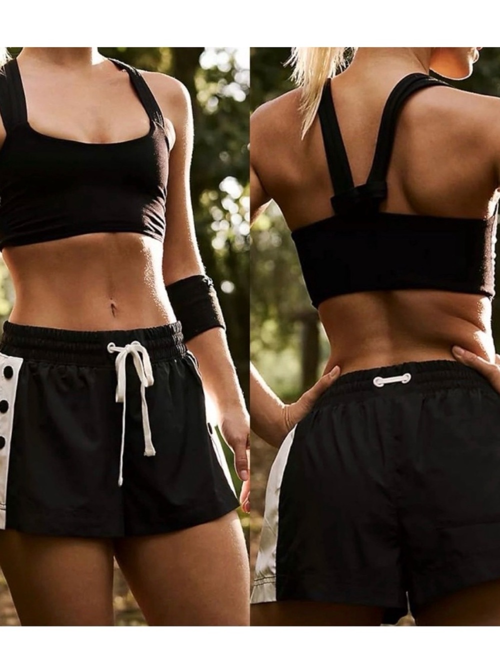 Free People Invigorate Colorblock Shorts white & black Small